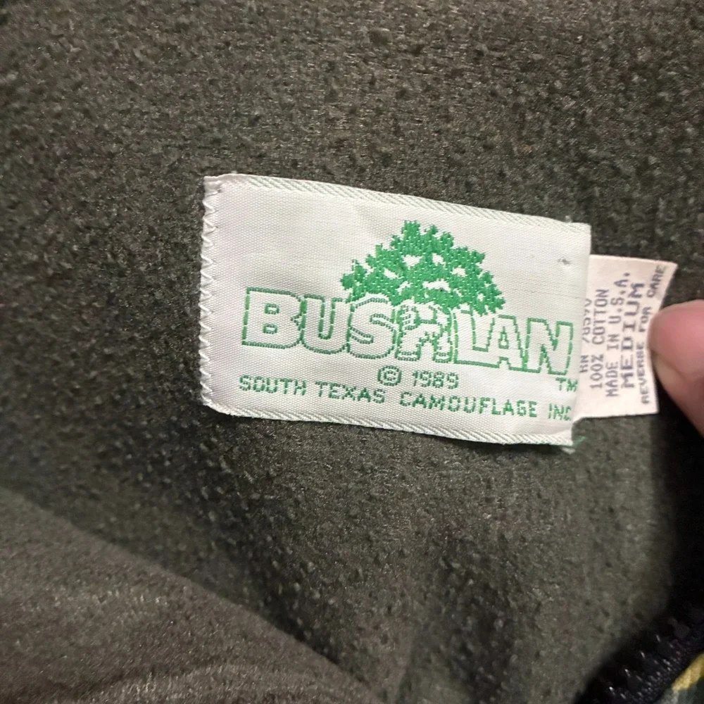 Vtg Bushlan Texas Camo USA Hoodie Jacket‎ Mens M Full Zip Fleece Lined Gorpcore
